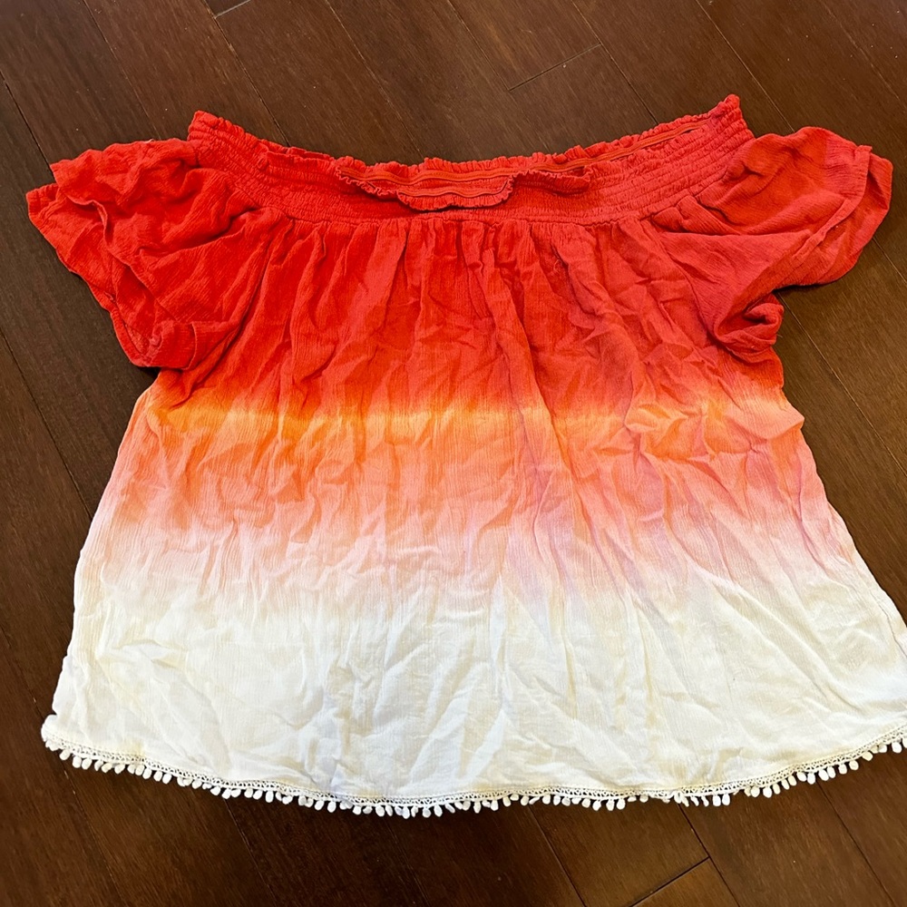 Xhilaration Orange and White Ombré Top